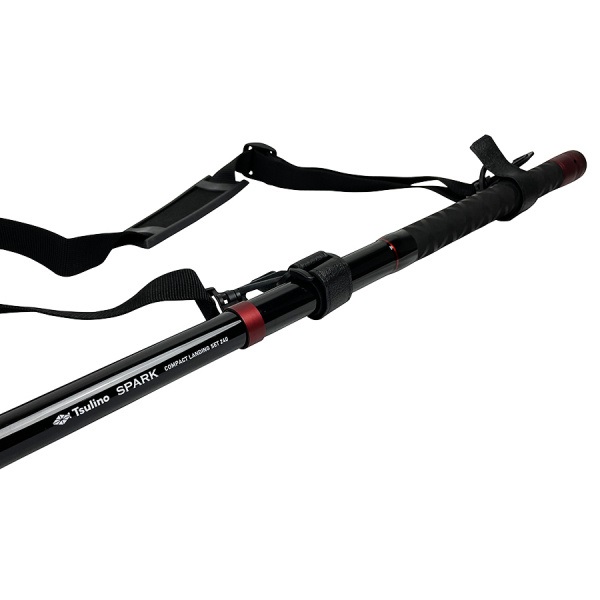 収納伸縮タモセット【小継タモの柄と四つ折りアルミフレームのタモ網セット】